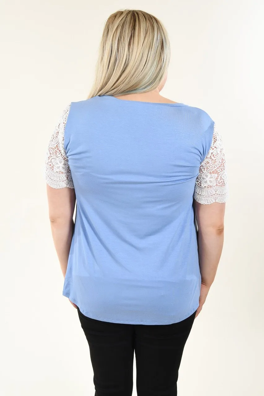 It's All Cool Detail Sleeve Top ~ Blue
