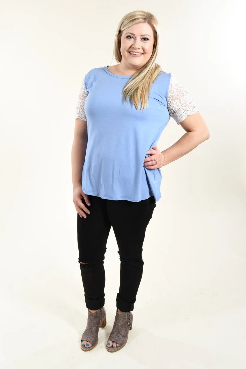 It's All Cool Detail Sleeve Top ~ Blue