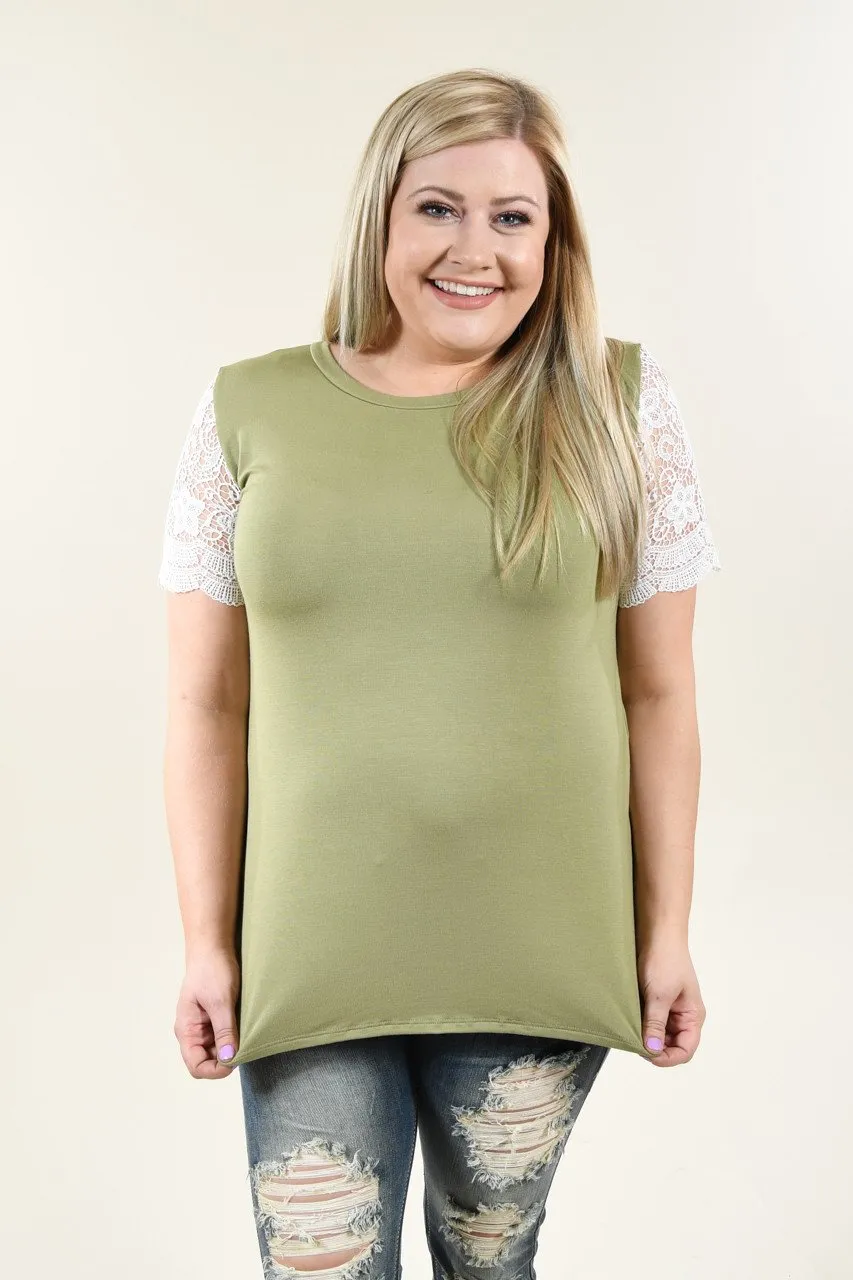 It's All Cool Detail Sleeve Top ~ Olive