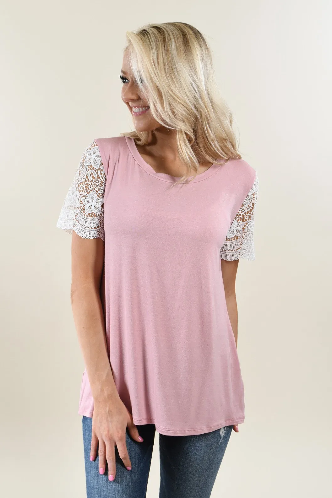 It's All Cool Detail Sleeve Top ~ Pink