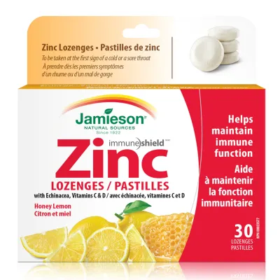 Jamieson Zinc Lozenges with Echinacea, Vitamin C & D - Honey Lemon
