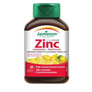 Jamieson Zinc with Echinacea, Vitamin C & D - Soothing Lemon & Menthol (60 Lozenges)