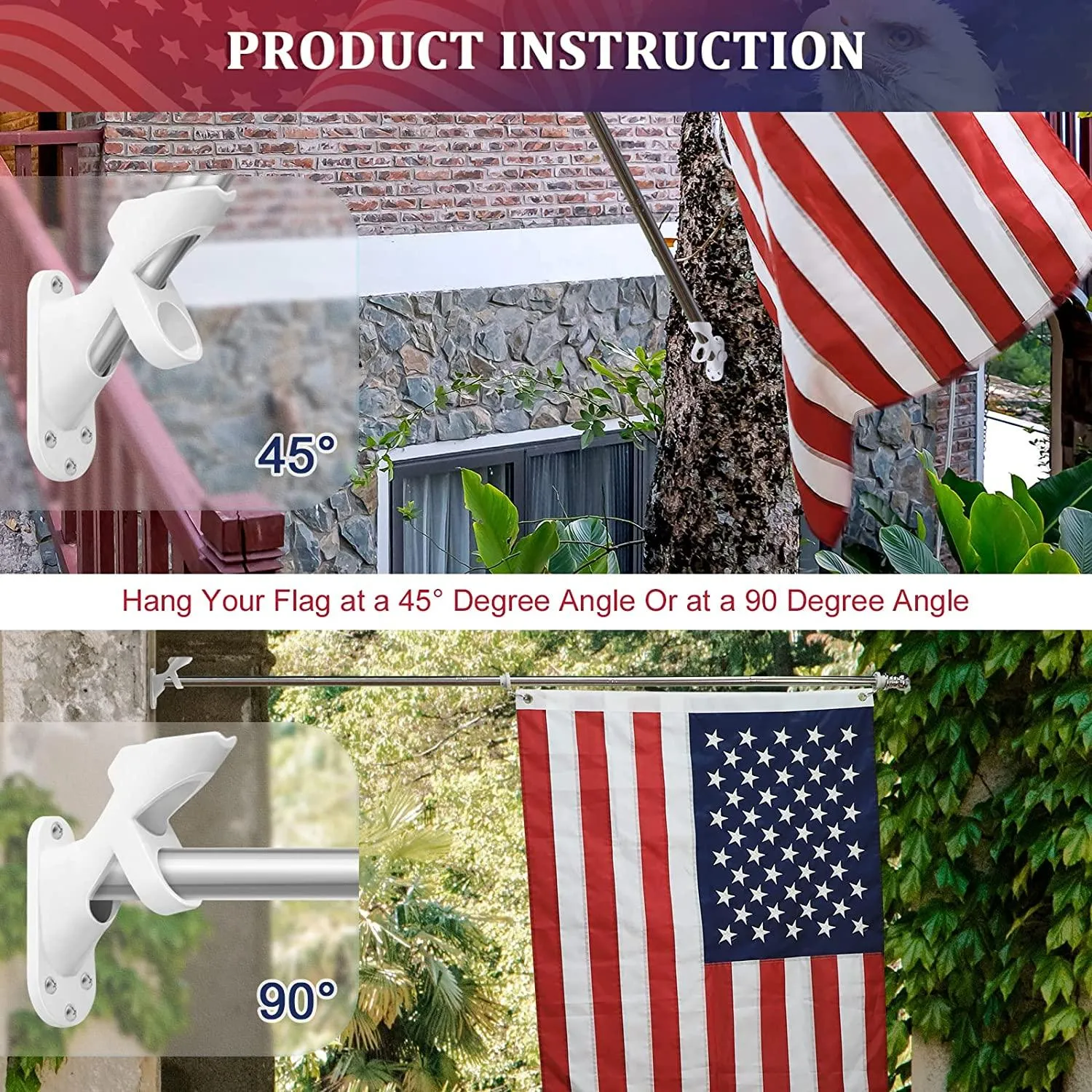 Jetlifee American Flag Pole Kit - 6FT 5 Section Flag Pole|american flag with mounting bracket|flag pole for high winds