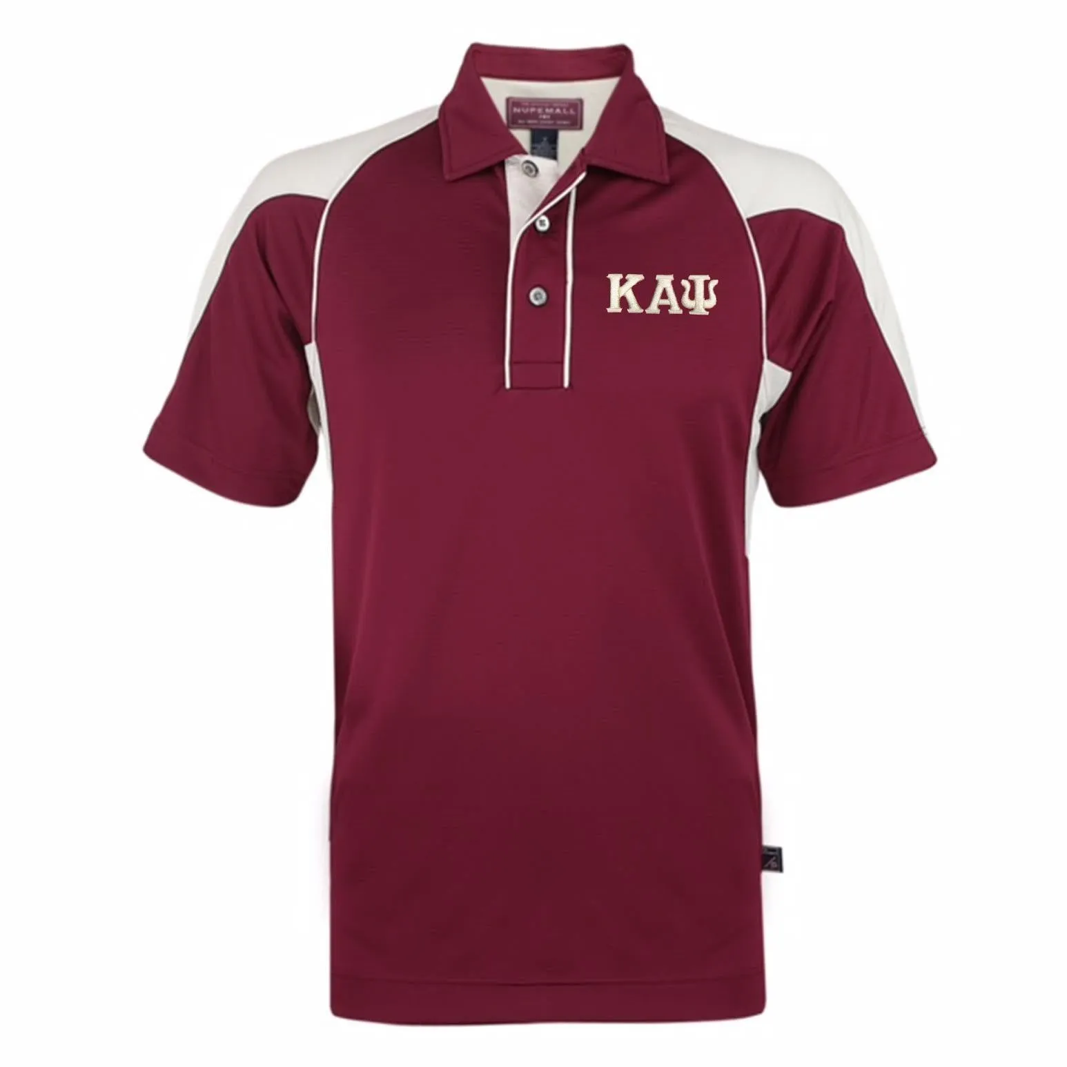 Kappa Alpha Psi Greek Letter DriFit Polo Shirt (Krimson/Cream)