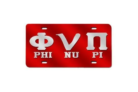 Kappa Alpha Psi Old Skool Phi Nu Pi License Plate (Red or Silver)