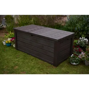 Keter Eastwood 150 Gal. Resin Deck Box! Fade Resistant, Lockable Lid, Pneumatic Lid Assists, UV Protection, Weather Resistant! Retails $550 
