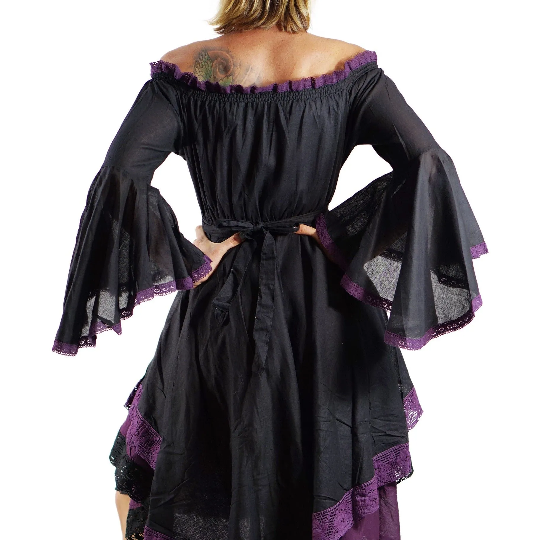 'Lace Dress' Long Sleeve - Black/Purple