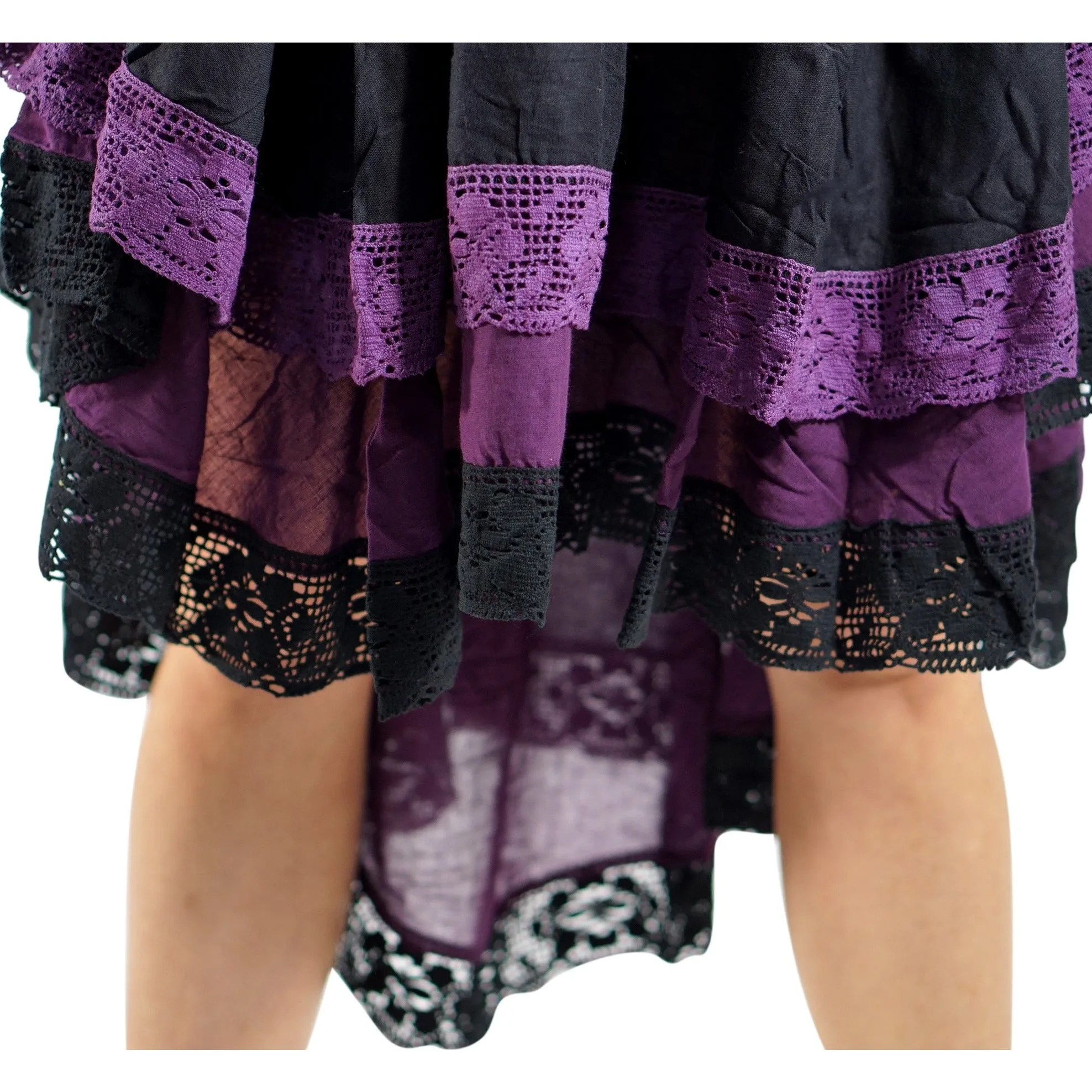 'Lace Dress' Long Sleeve - Black/Purple