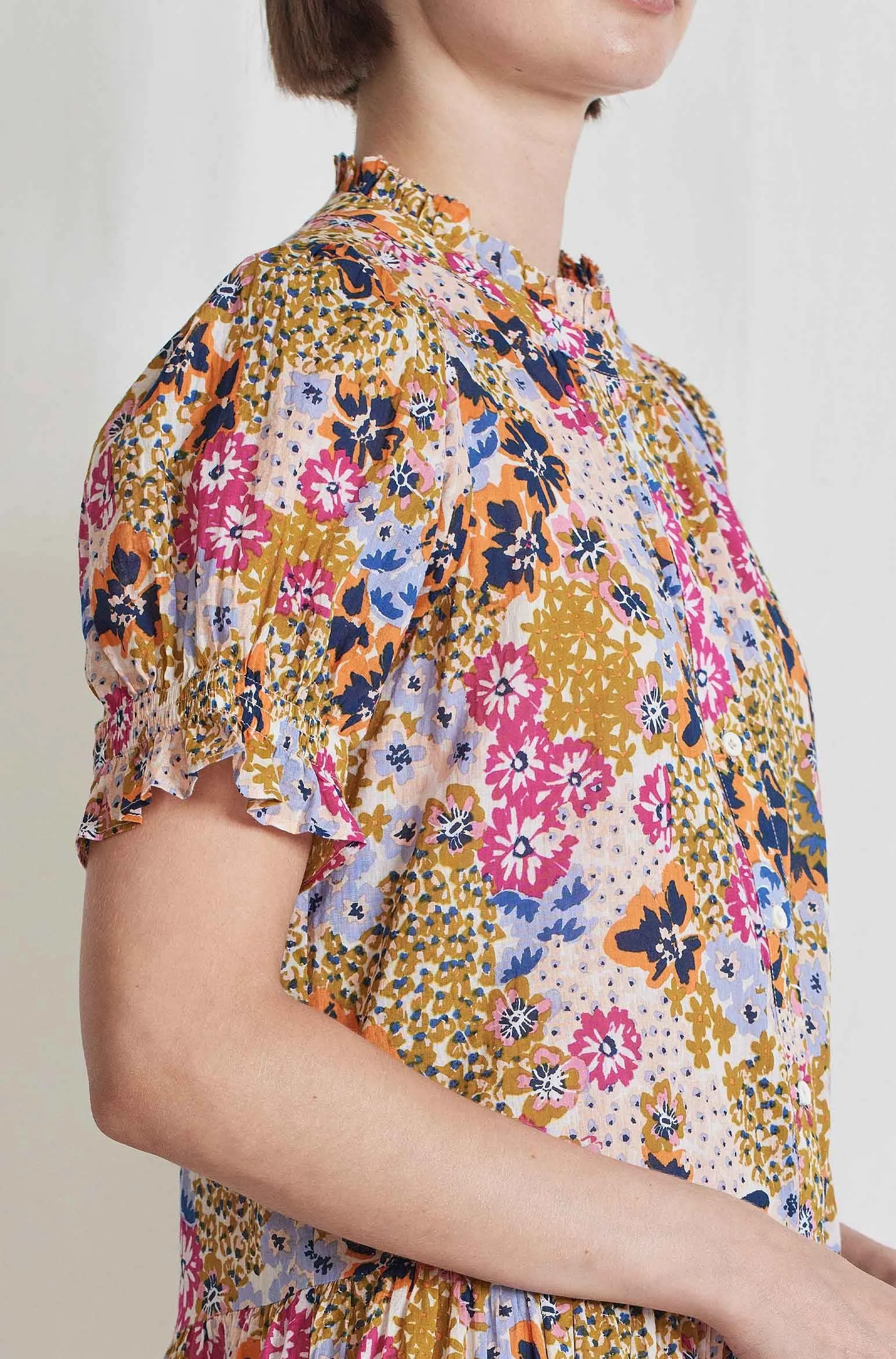 Las Alturas Mini Dress, Cream Multi Wildflowers