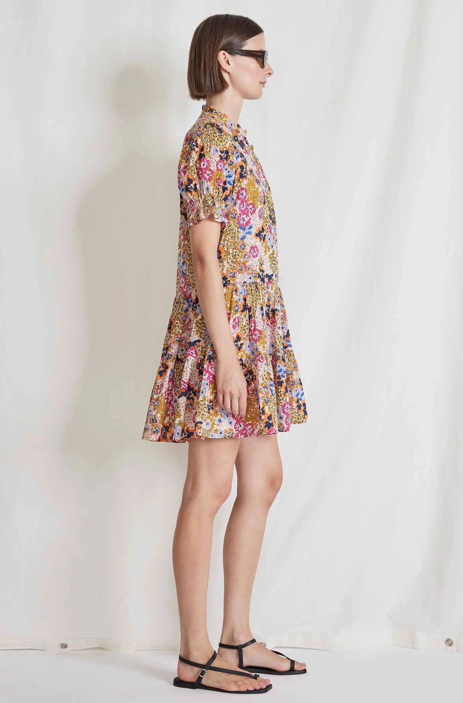 Las Alturas Mini Dress, Cream Multi Wildflowers