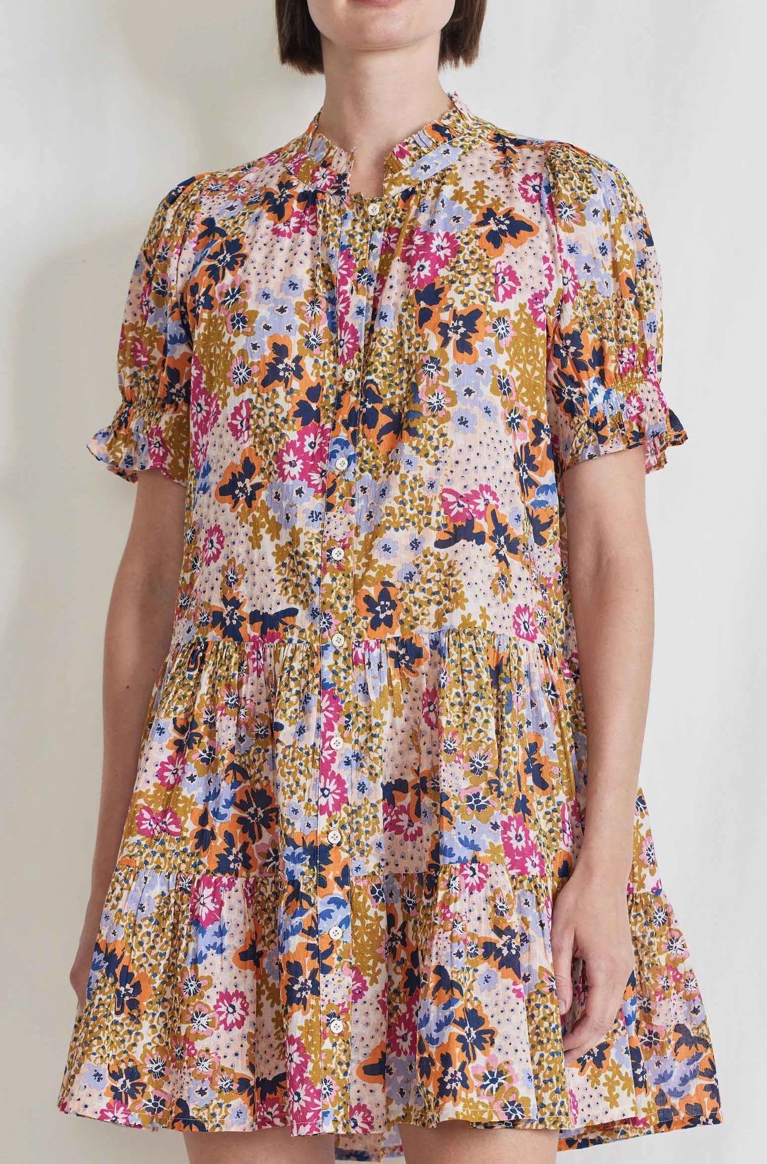 Las Alturas Mini Dress, Cream Multi Wildflowers