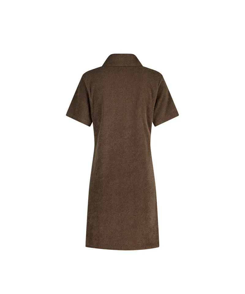 LE SONNET Terry Zip-Up Dress - Brown