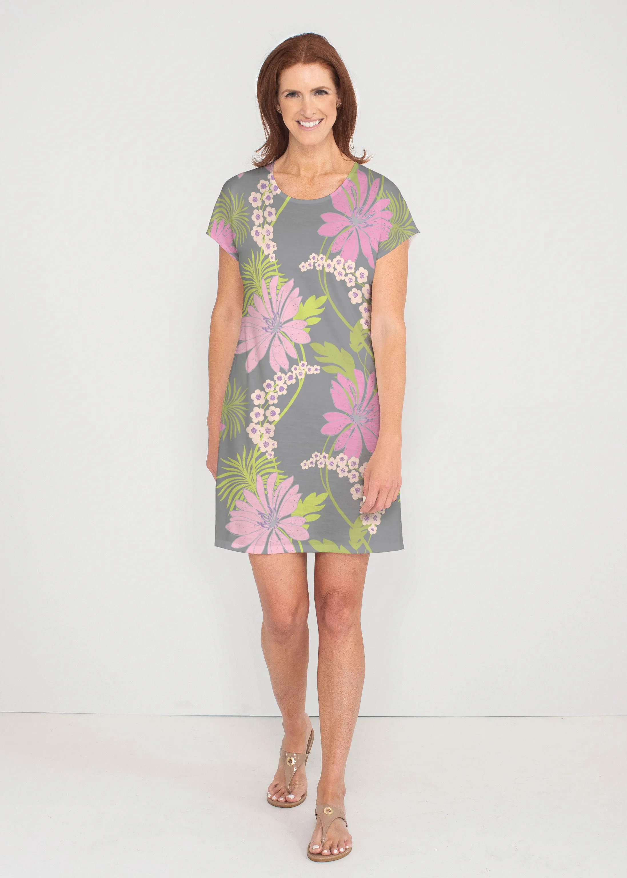 LeeLee (14304) ~ French Terry Short Sleeve Crew Dress