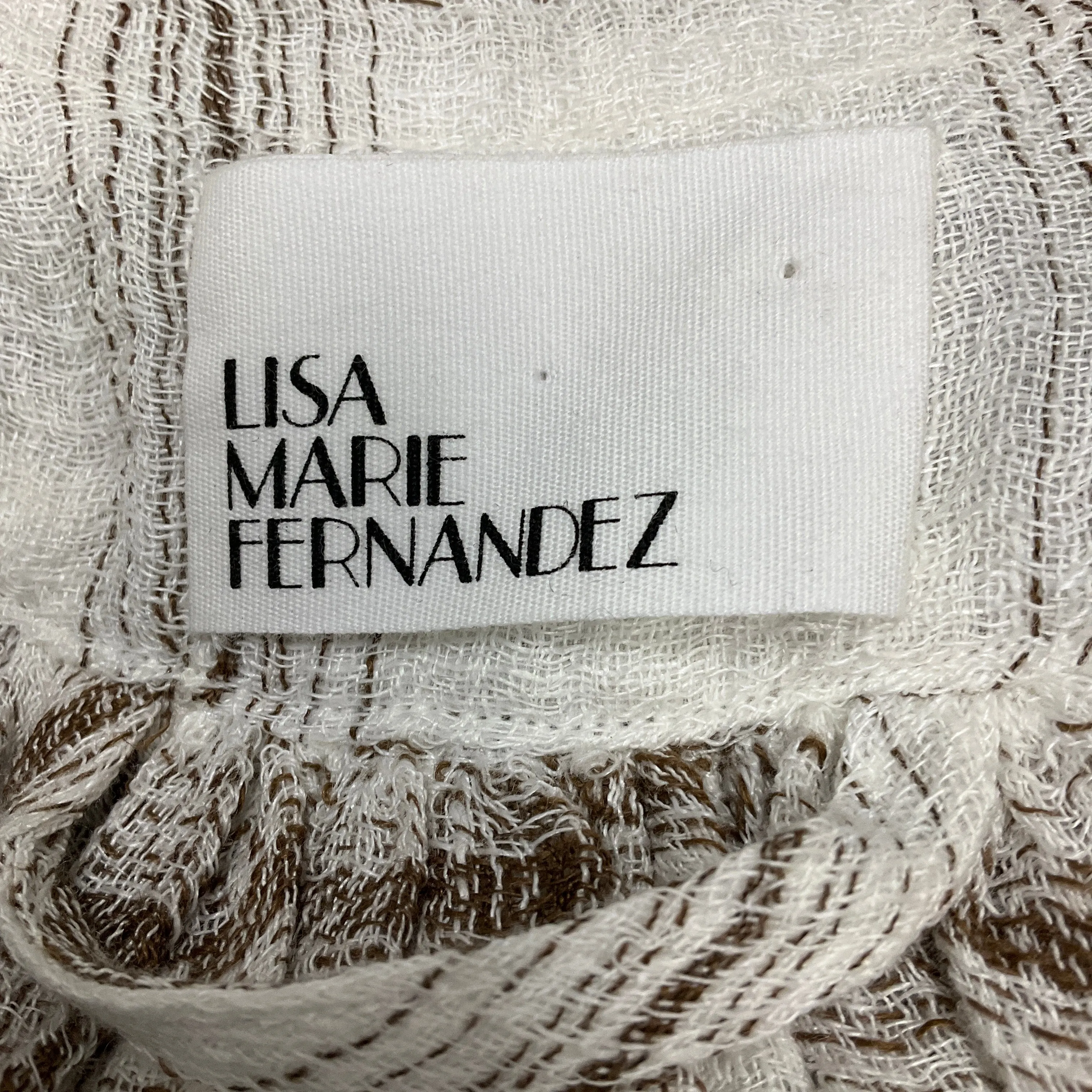 Lisa Marie Fernandez White / Brown Plaid Gauze Linen Dress