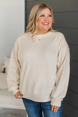 Live And Learn Long Sleeve Top- Cream