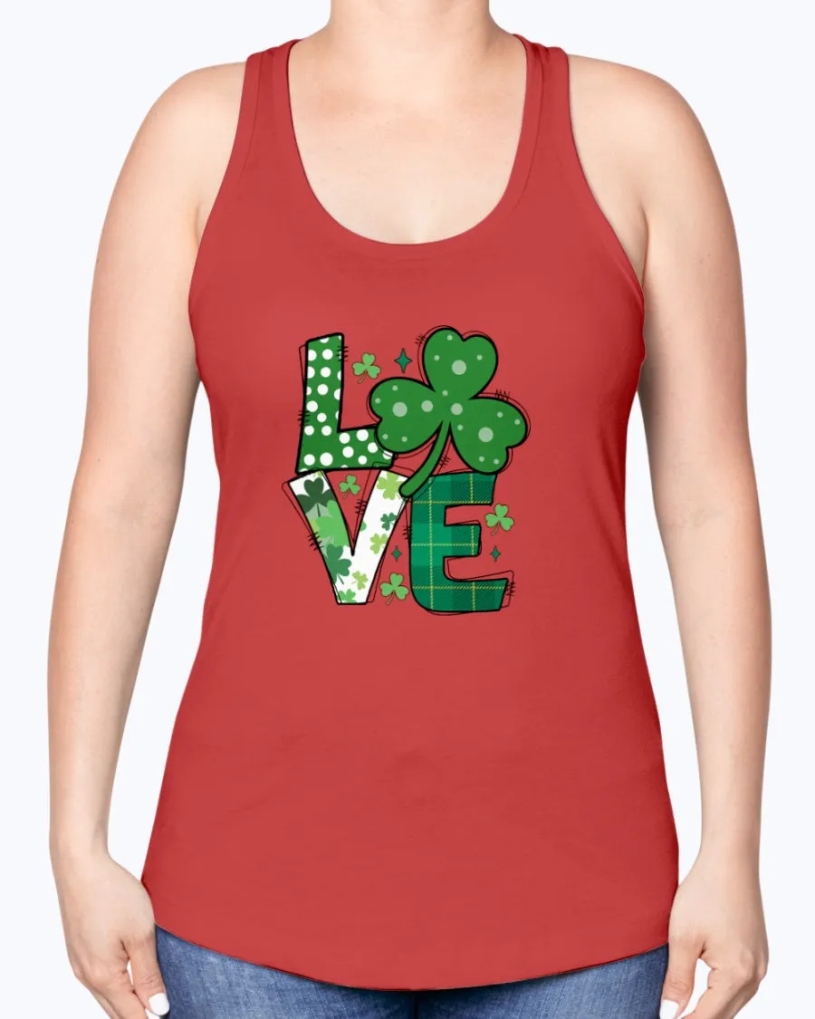 Love Green Clover - Ladies Racerback Tank