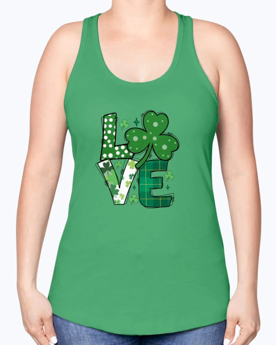 Love Green Clover - Ladies Racerback Tank