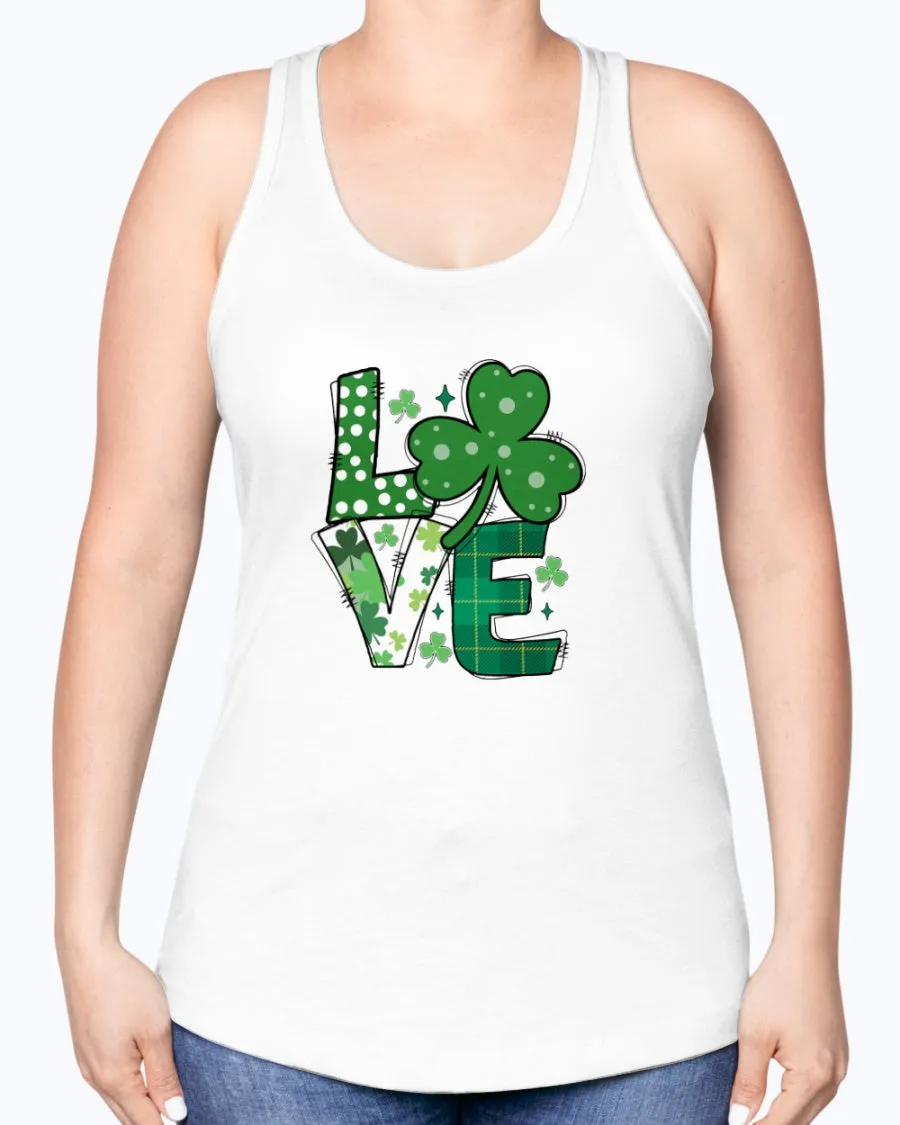 Love Green Clover - Ladies Racerback Tank