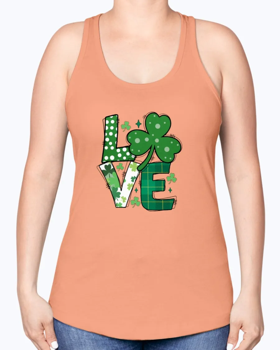 Love Green Clover - Ladies Racerback Tank