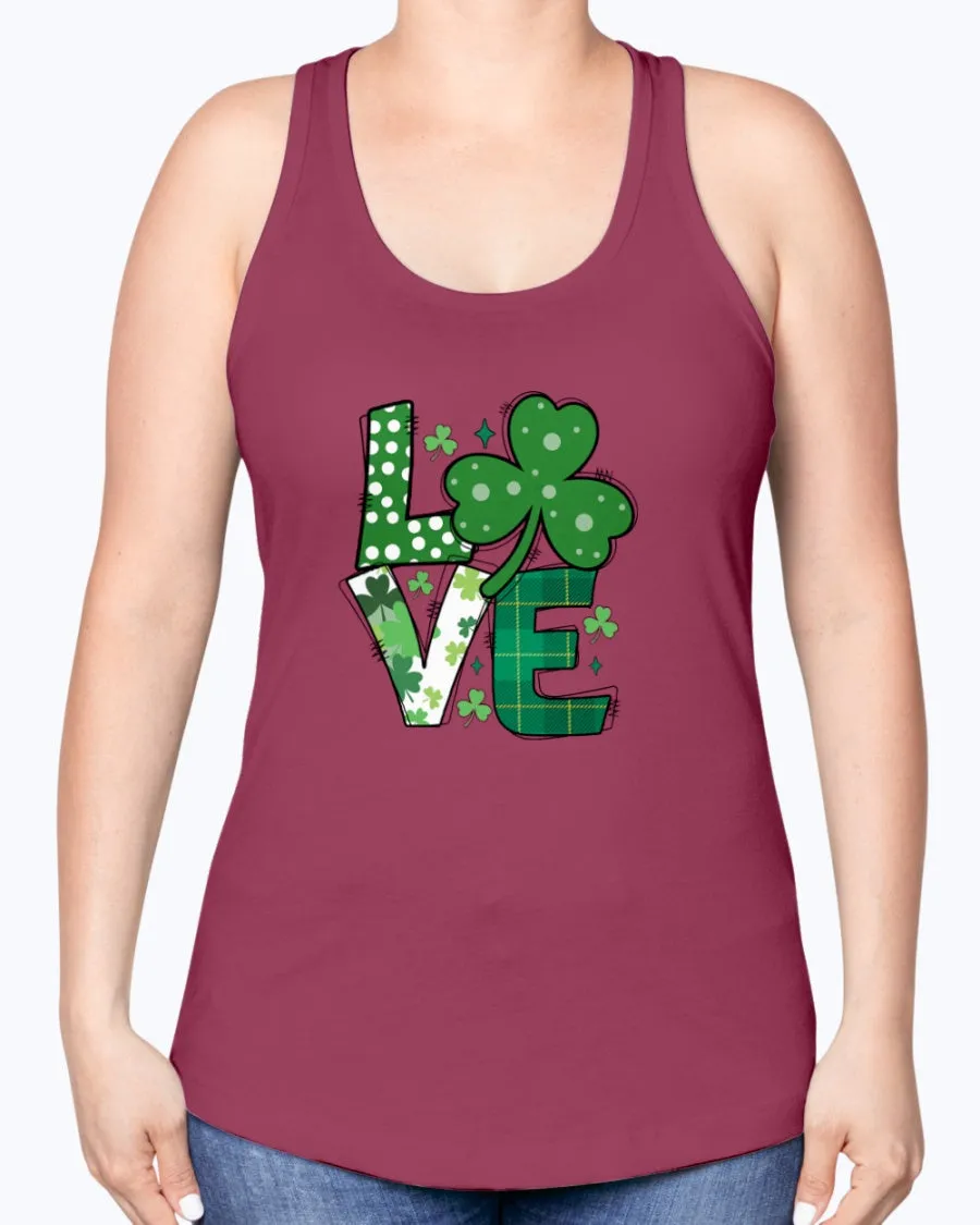 Love Green Clover - Ladies Racerback Tank