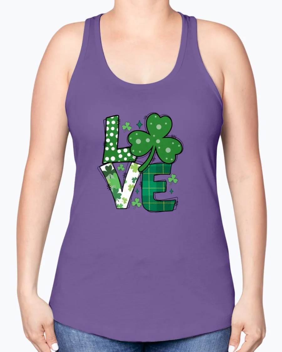 Love Green Clover - Ladies Racerback Tank