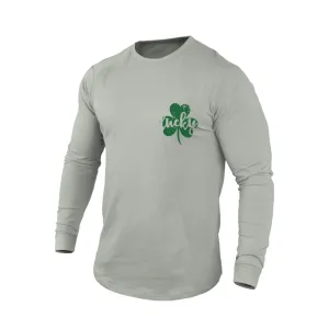 LUCKY SHAMROCK 100% COTTON GRAPHIC LONG SLEEVE T-SHIRT