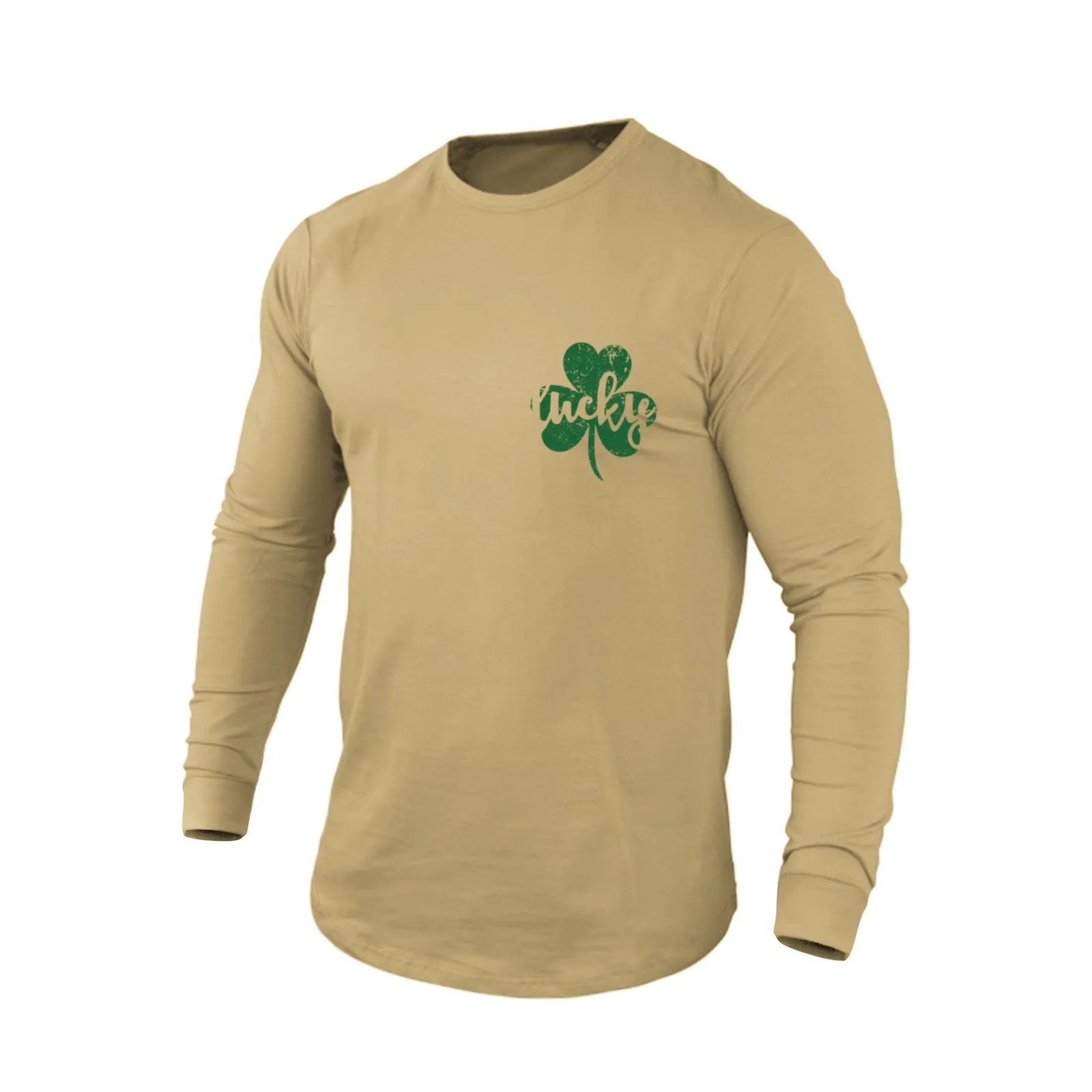 LUCKY SHAMROCK 100% COTTON GRAPHIC LONG SLEEVE T-SHIRT