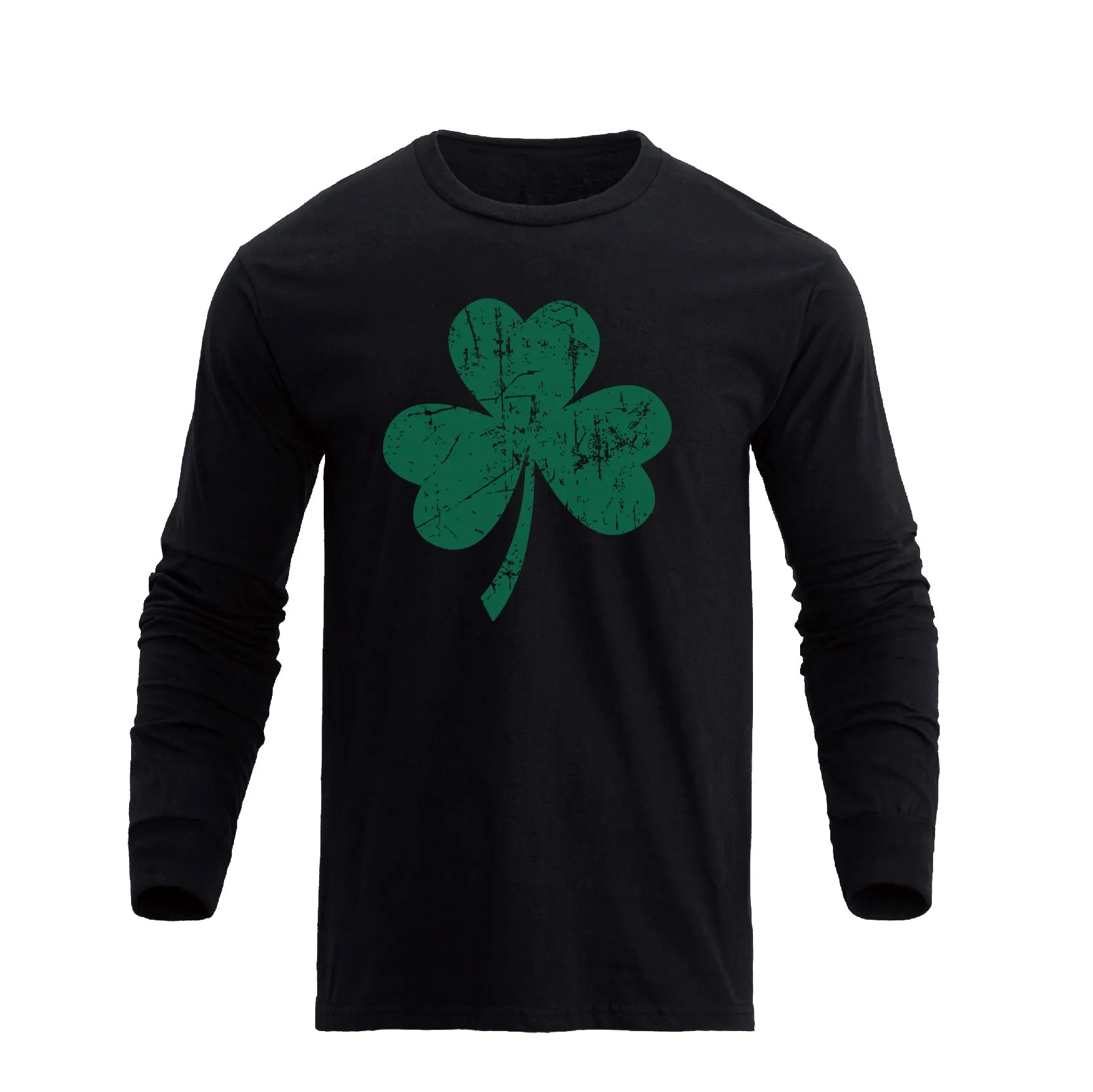 LUCKY SHAMROCK 100% COTTON GRAPHIC LONG SLEEVE T-SHIRT
