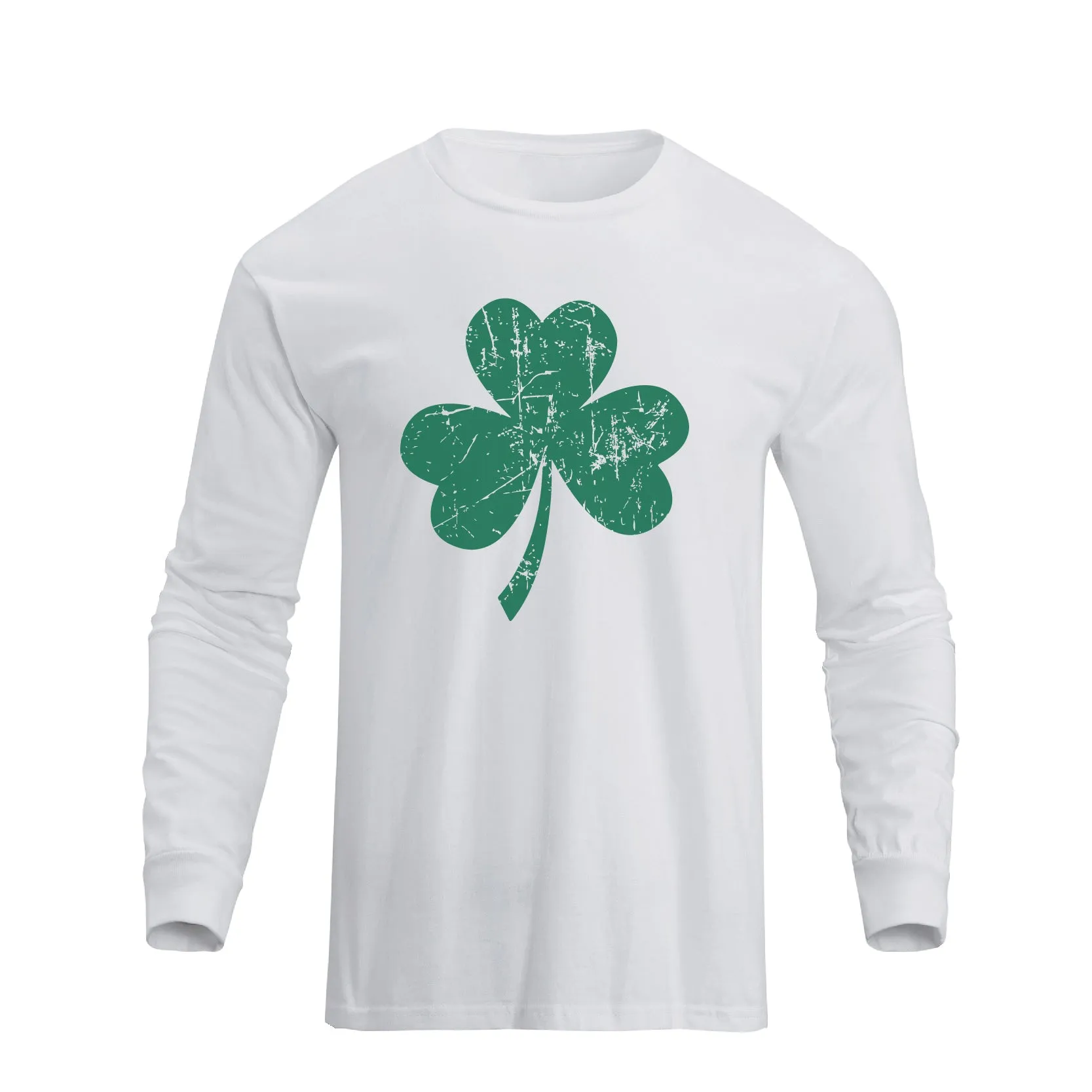 LUCKY SHAMROCK 100% COTTON GRAPHIC LONG SLEEVE T-SHIRT