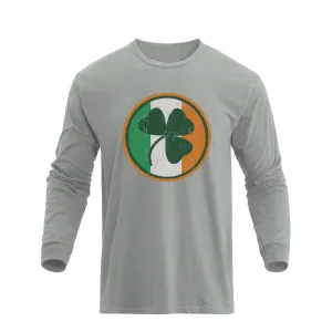 LUCKY SHAMROCK IRELAND FLAG 100% COTTON GRAPHIC LONG SLEEVE T-SHIRT