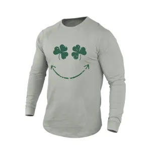 LUCKY SMILE 100% COTTON GRAPHIC LONG SLEEVE T-SHIRT