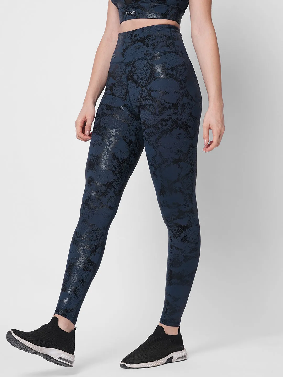 Luxury active snake print high waist tights