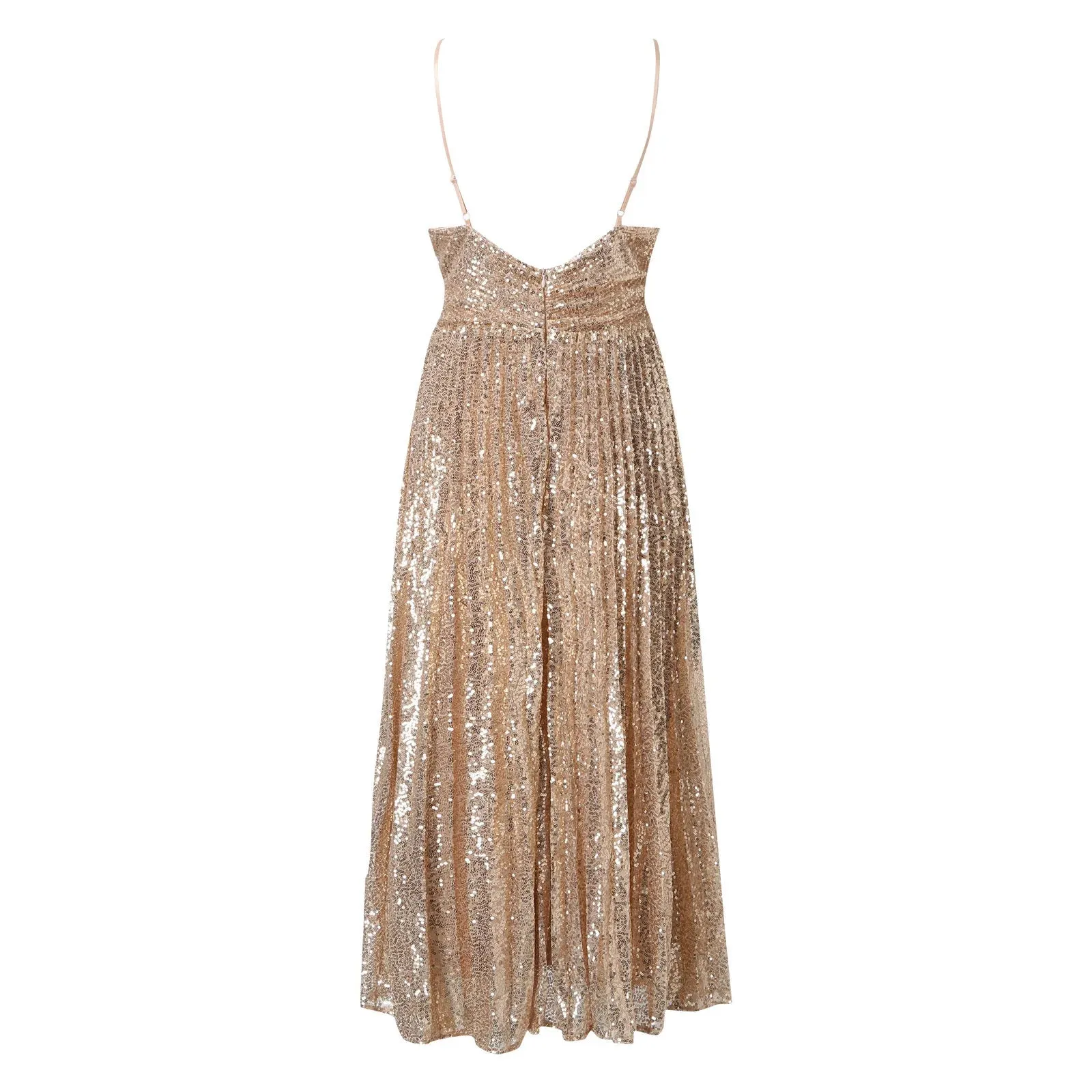 Luxury Sequin Long Dress for Women with High Waist A-Line Vestidos Spaghetti Strap Evening Party Dress
