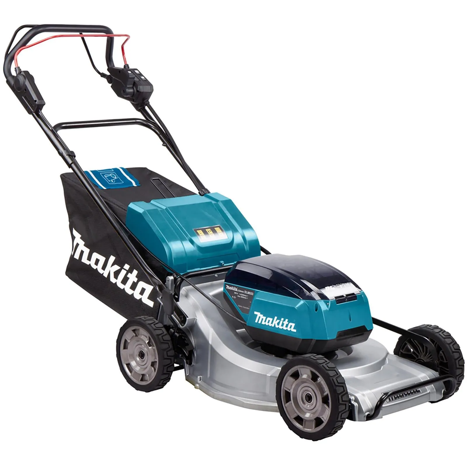 Makita 53cm Lawn Mower Kit Twin 18V LXT Li-ion Cordless Garden Grass Outdoor 4 x 5Ah Battery and Dual Rapid Charger DLM533PT4