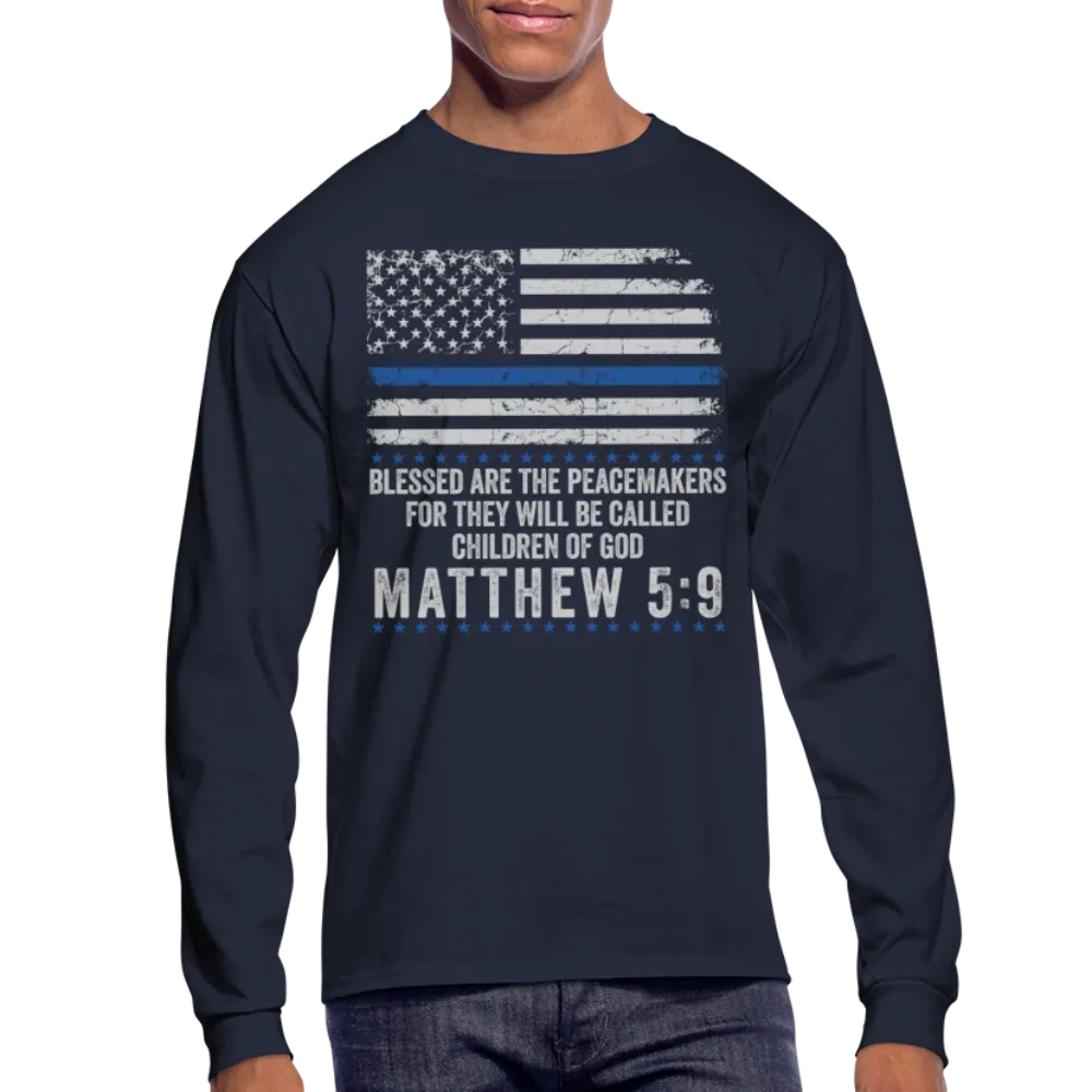 Matthew 5:9 Men's Long Sleeve T-Shirt (H)
