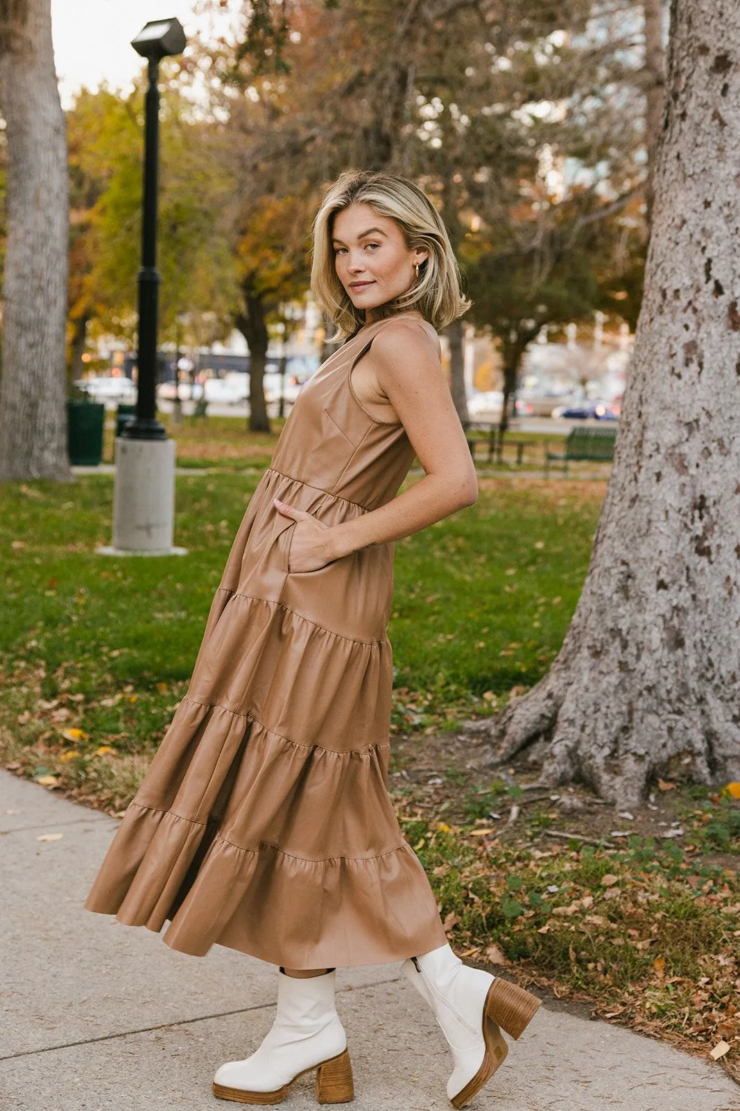Meet Me at Midnight Faux Leather Midi Dress