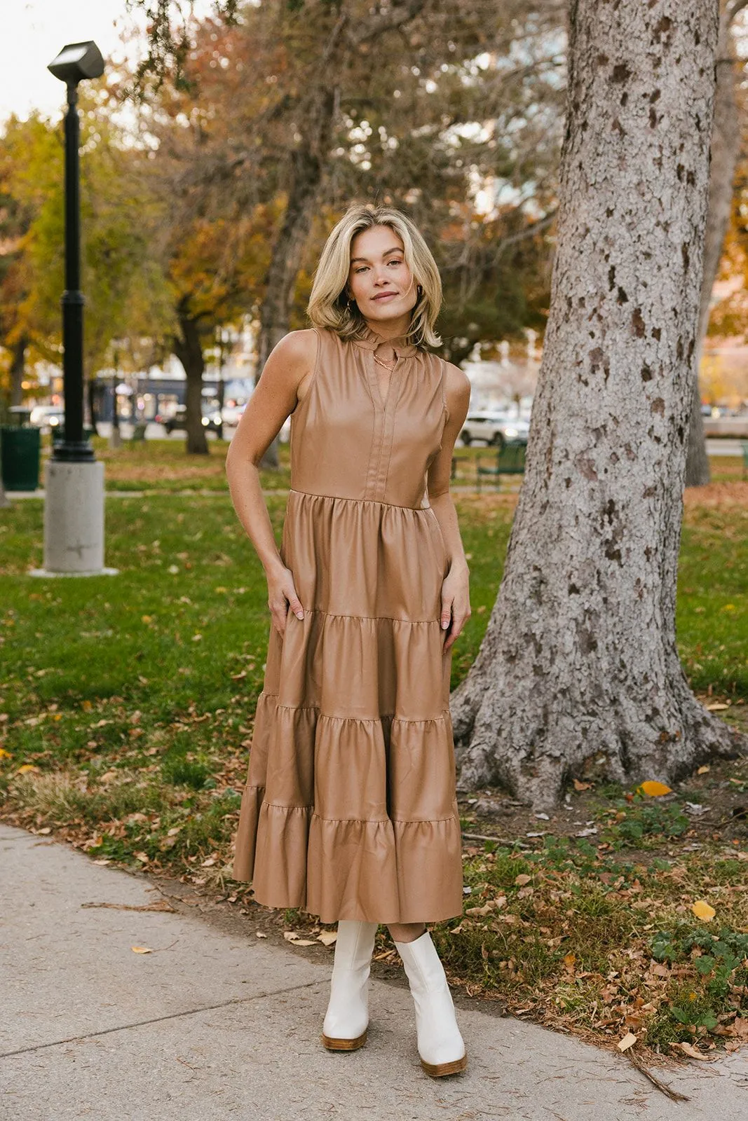 Meet Me at Midnight Faux Leather Midi Dress