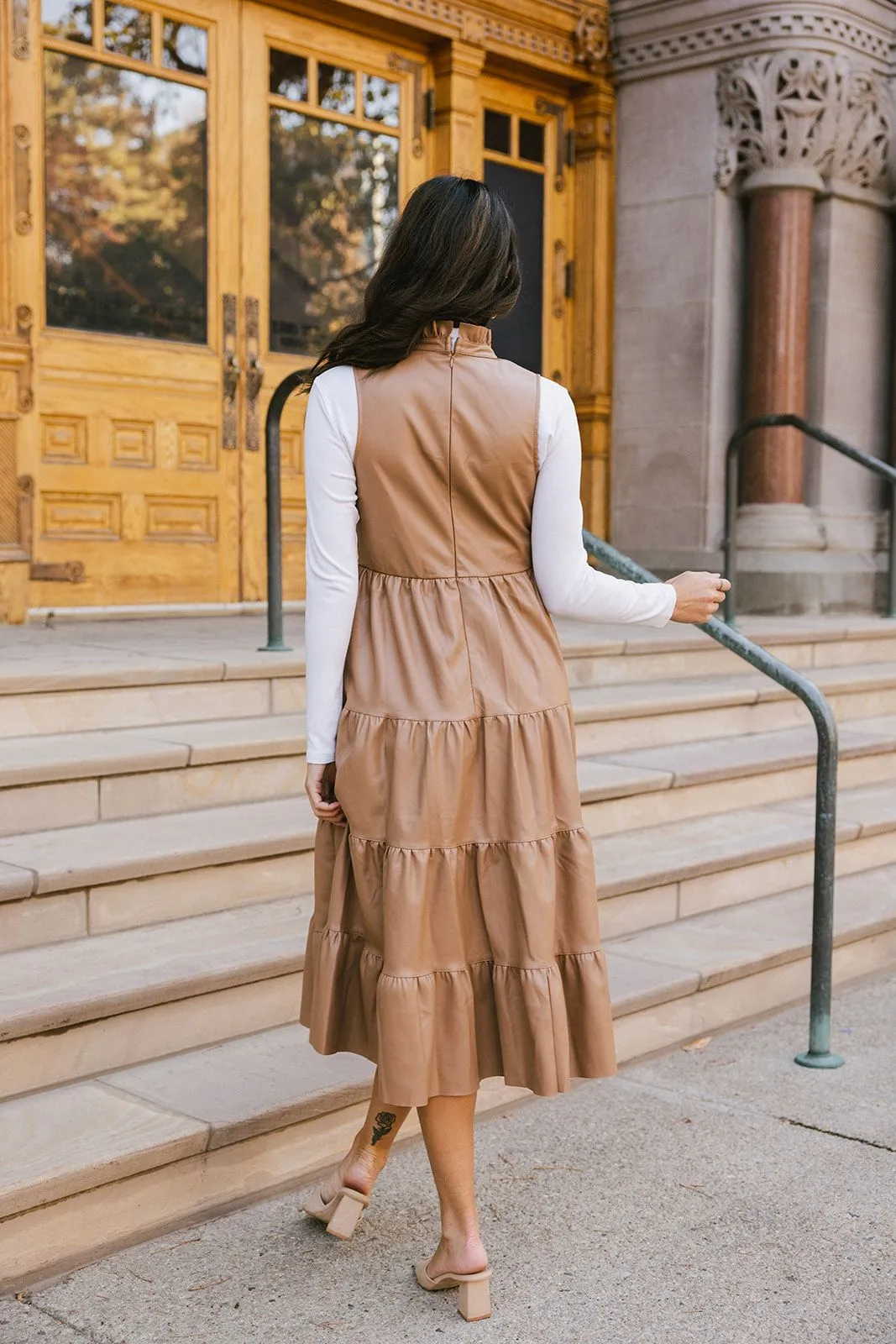 Meet Me at Midnight Faux Leather Midi Dress