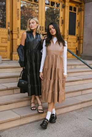 Meet Me at Midnight Faux Leather Midi Dress