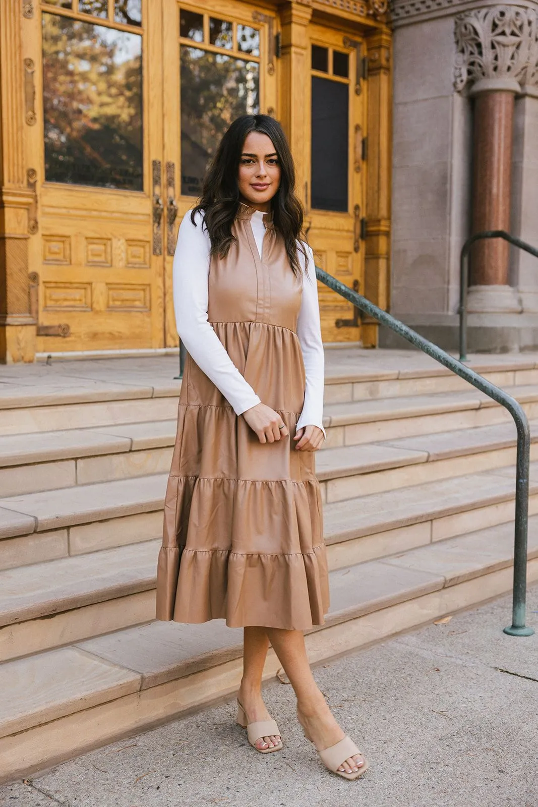 Meet Me at Midnight Faux Leather Midi Dress