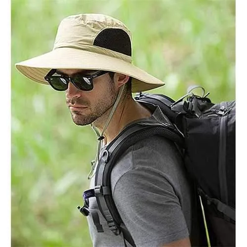 Men Plus Size Sunscreen Wide Brim UV Protection Fishing Hat