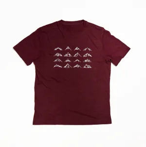 Men's 16 Mountains Upcycled T-Shirt in Maroon (Large)