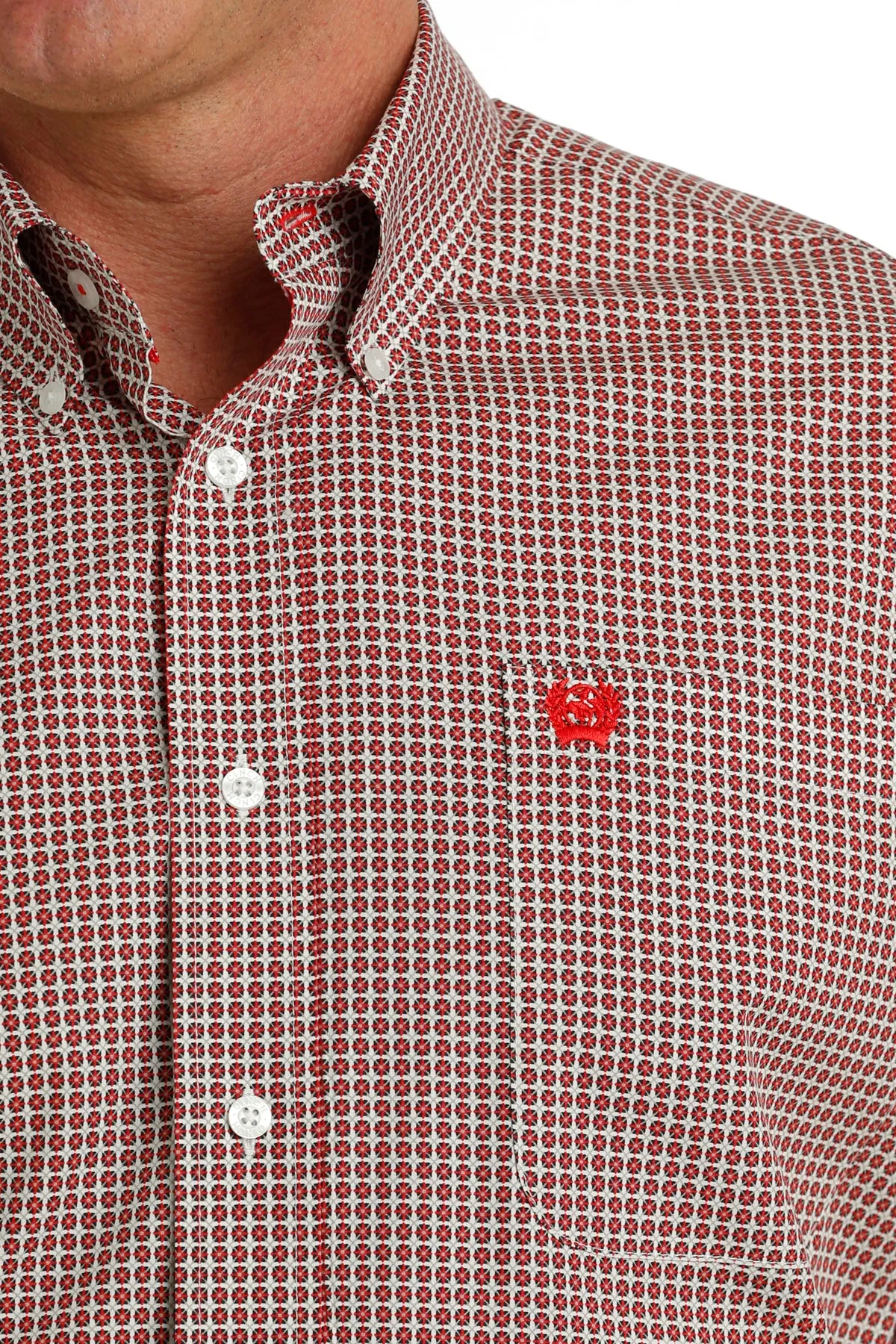 Mens Cinch L/S Red Print Shirt
