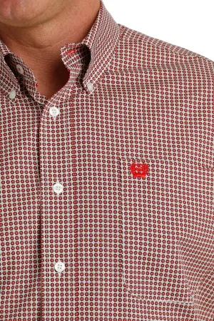Mens Cinch L/S Red Print Shirt