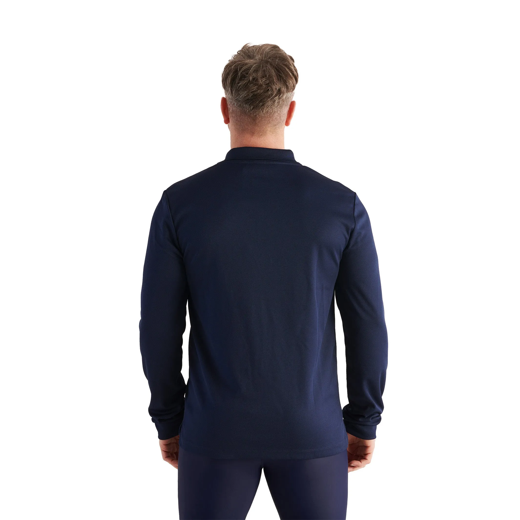 Mens Long Sleeve Pocket Polo - Navy