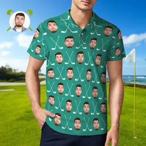Men's Personalized Photo Shirts Custom Face Golf Polo Shirts