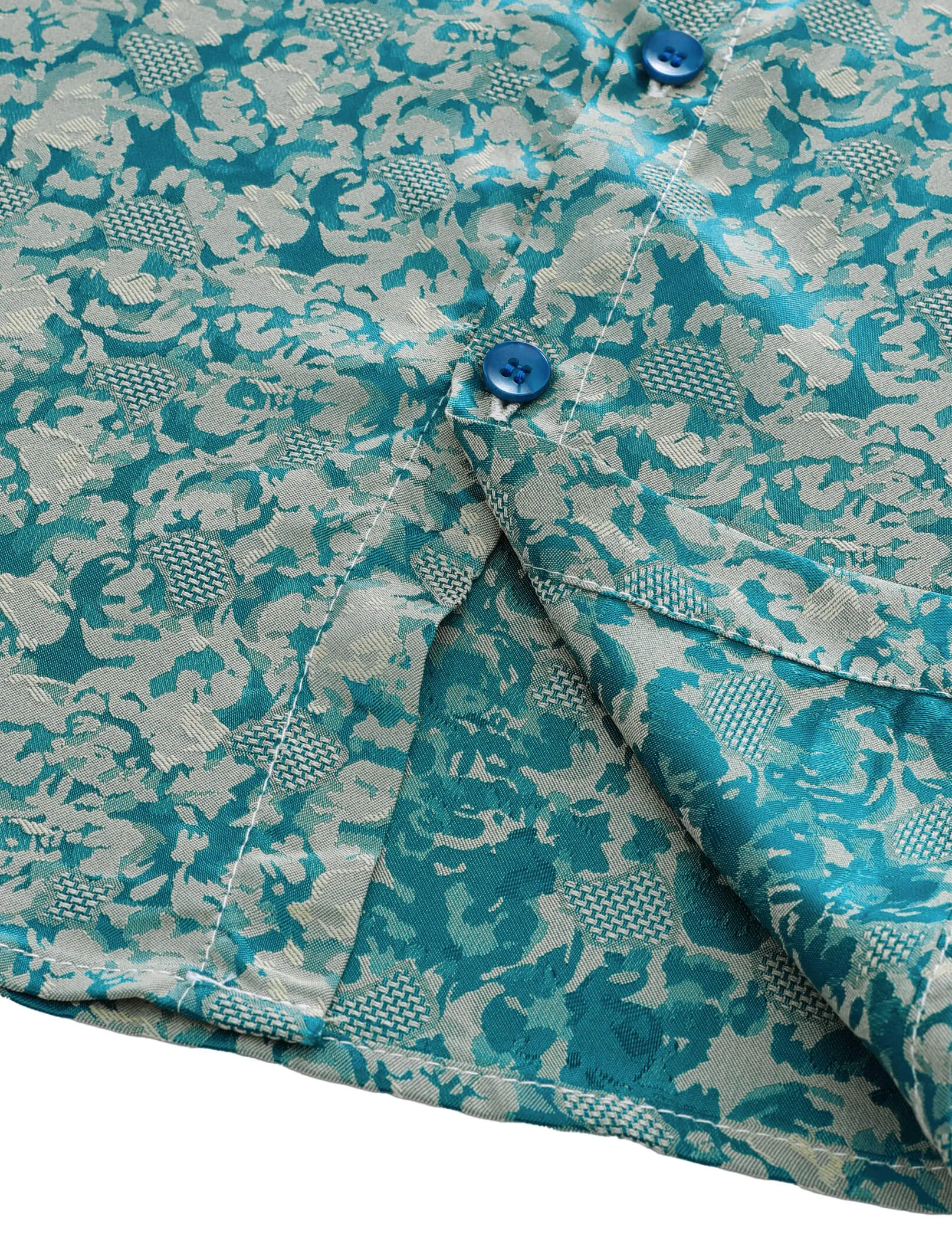 Men's Summer Jacquard Satin Casual Short Sleeve Button Up Shirts