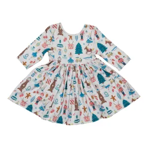 Mila & Rose Nutcracker 3/4 Sleeve Twirl Dress w/Pockets