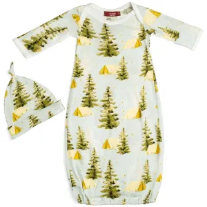 Milkbarn Camping Bamboo Newborn Gown & Hat Set