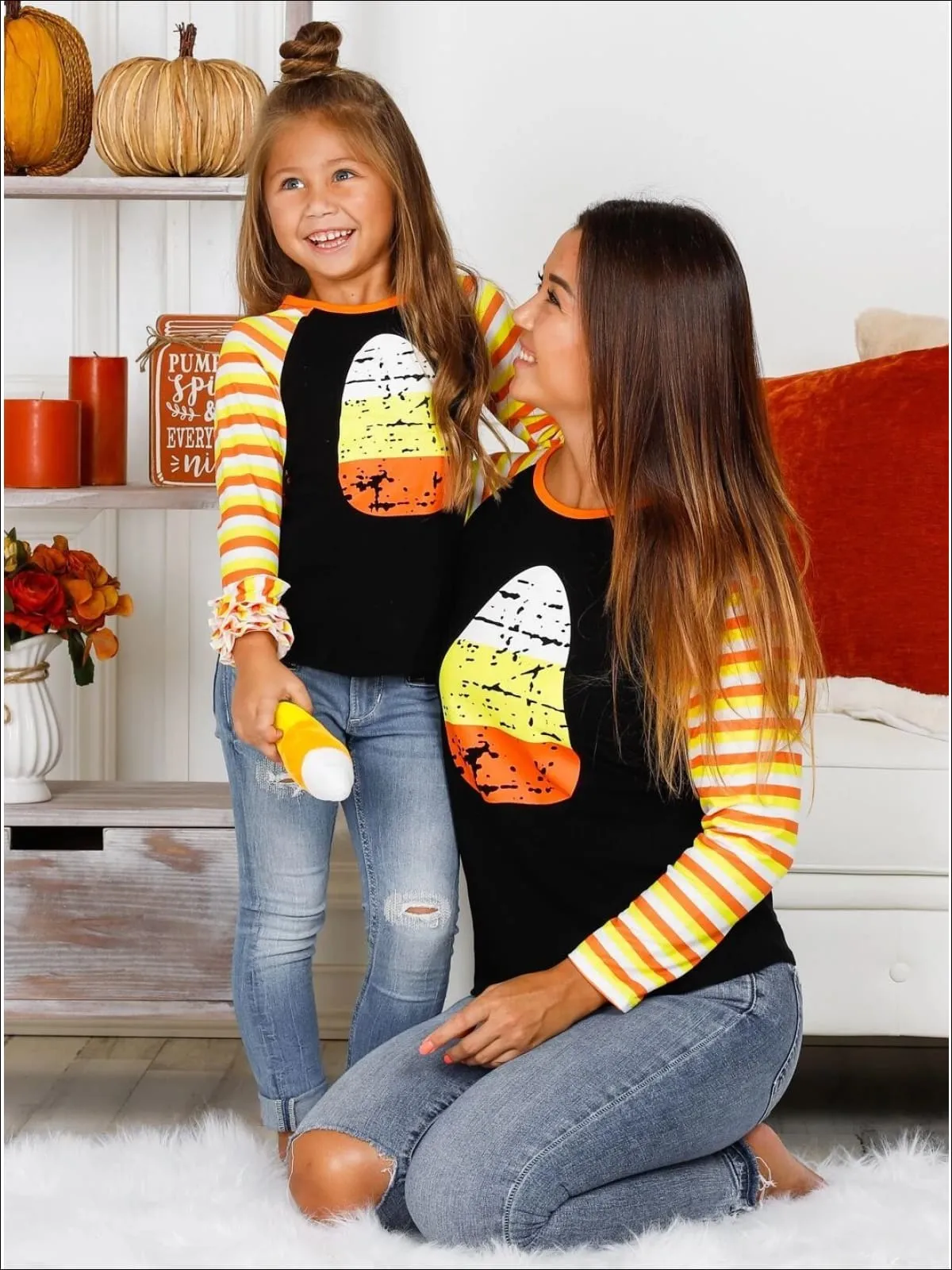 Mommy and Me Candy Corn Raglan Top